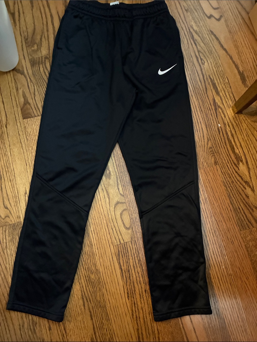 Nike Black Youth Athletic Joggers with Swoosh size XL Boys open leg